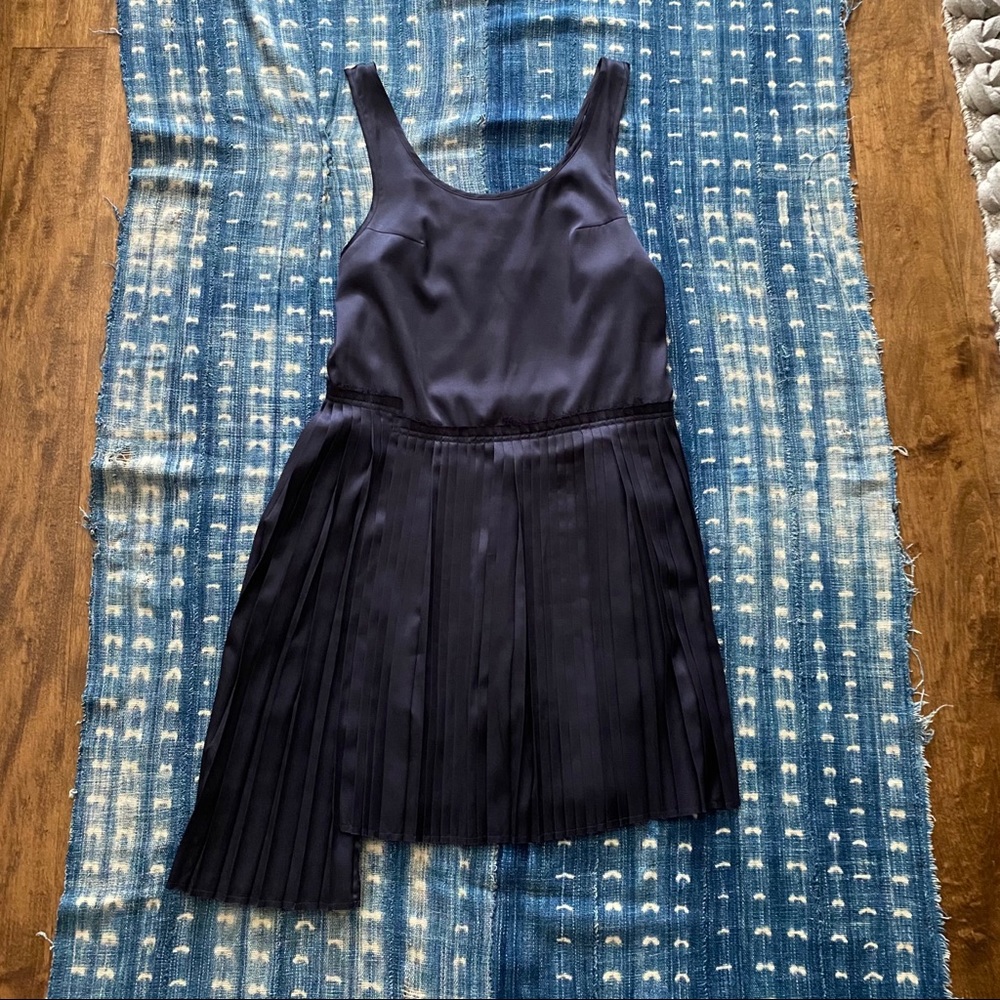 Something Else Navy Silk asymmetric pleated Slip